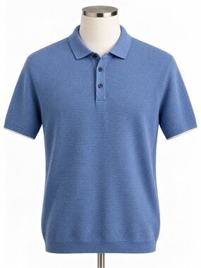 Massimo Dutti Short-Sleeve Polo in Light Blue